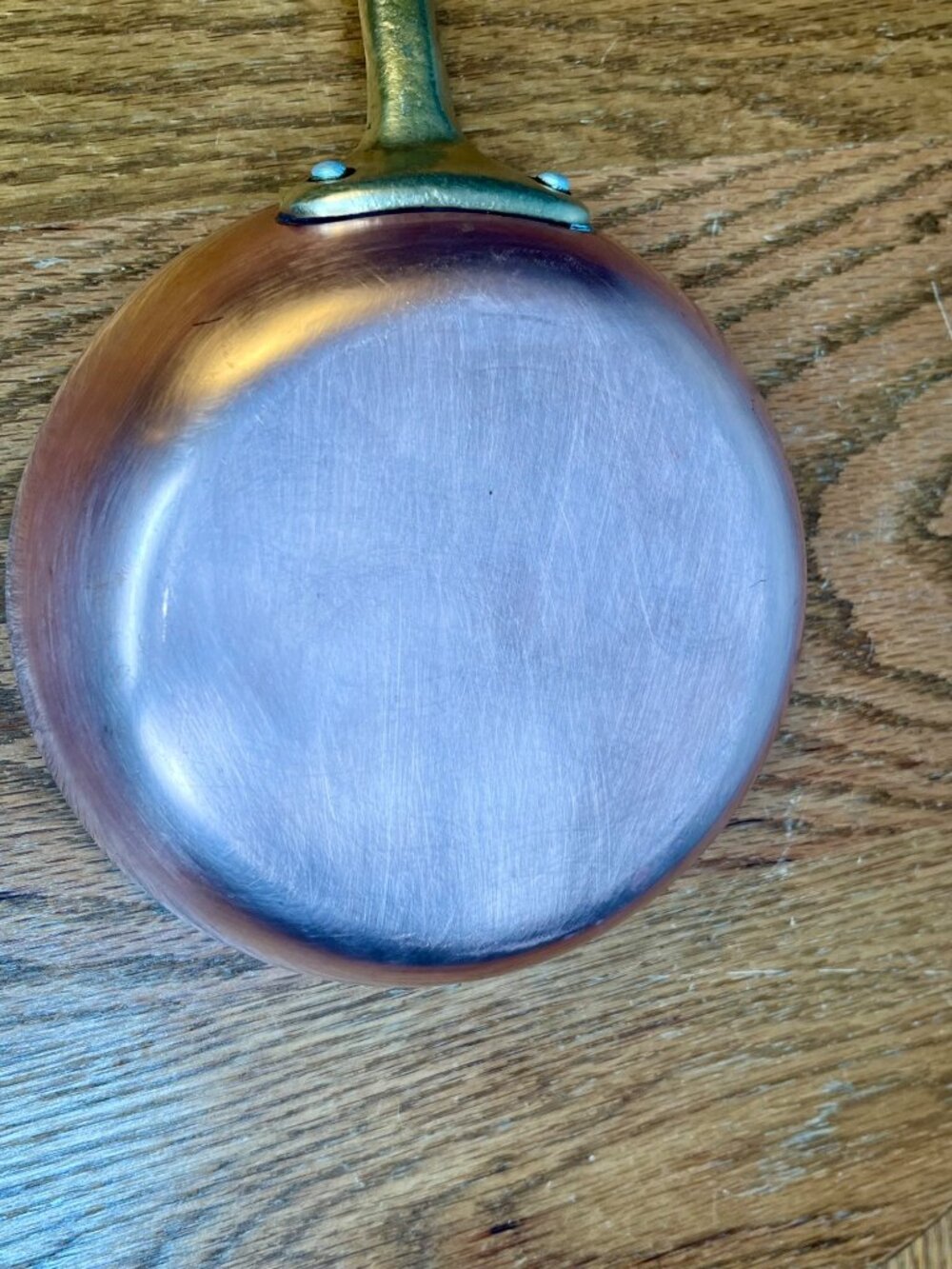 Vintage Copper Frying Pan (9.5" diameter) With Brass Handle - Picture 8 of 14
